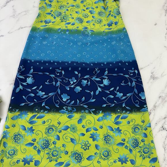 California Concepts Vintage Y2k Maxi Slip Dress Size S Blue Green Floral Shift - Picture 3 of 9